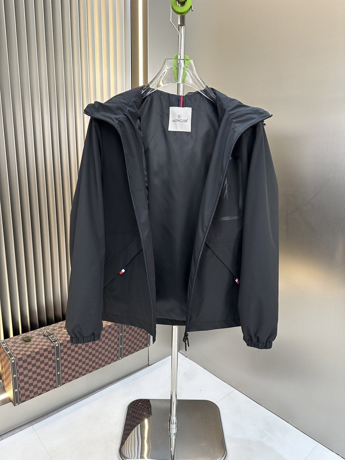 Moncler Hooded Zip-Front Jacket — detail